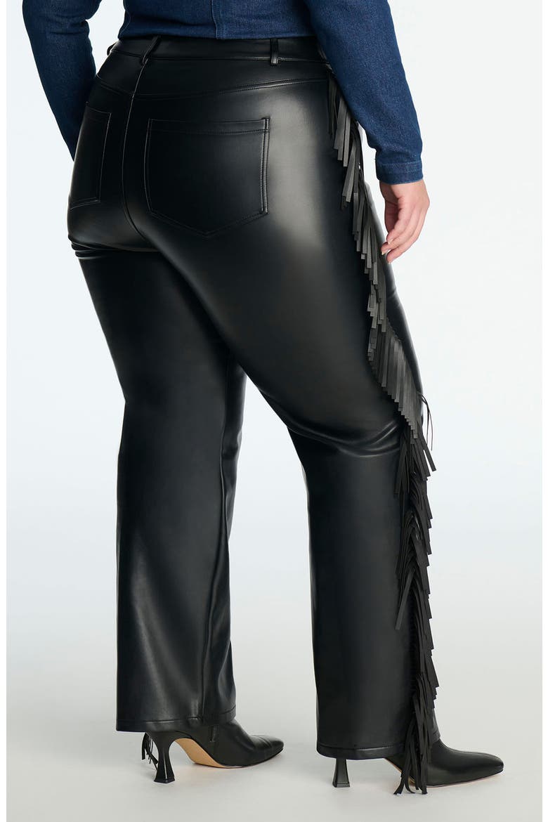 Fringe Faux Leather Pants, Alternate, color, BLACK