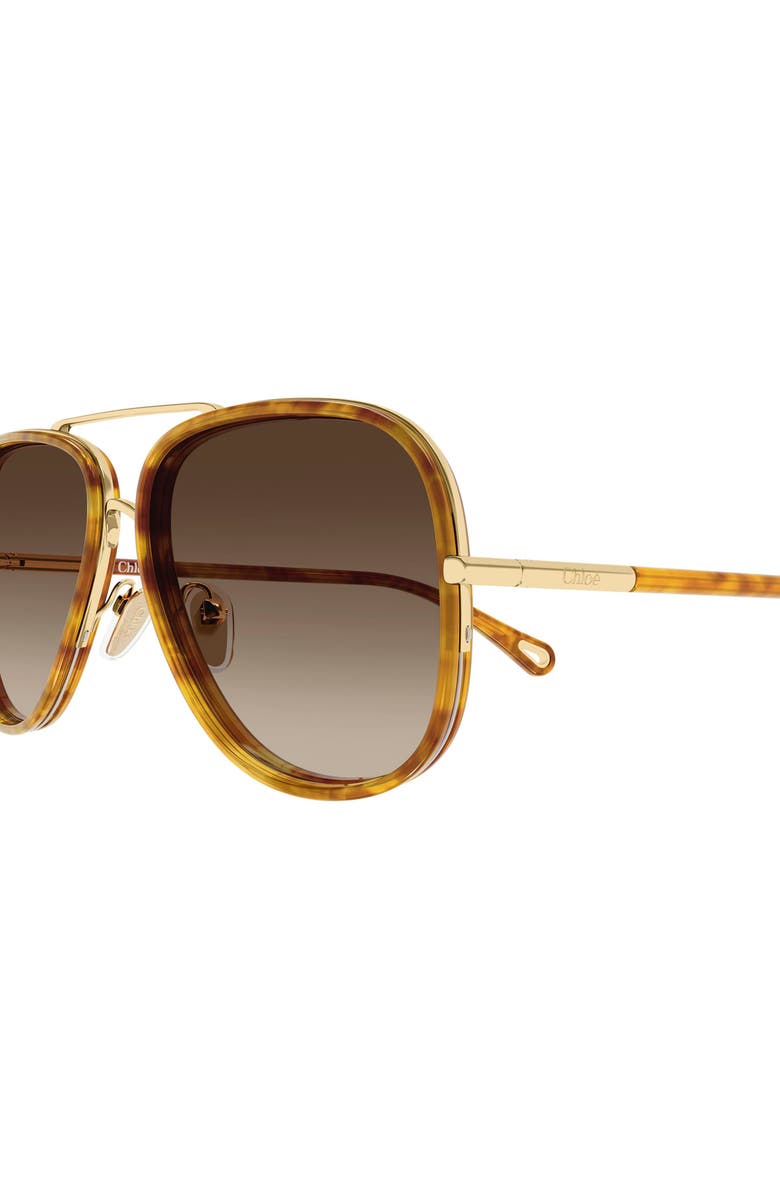 Chloé 60mm Gradient Navigator Sunglasses, Alternate, color, Light Gold
