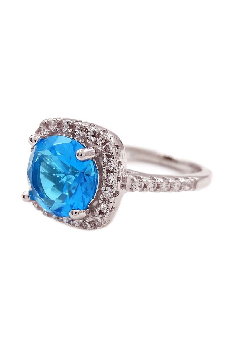 SAVVY CIE JEWELS Sterling Silver Cushion Blue Topaz Cocktail Ring, Main, color, 