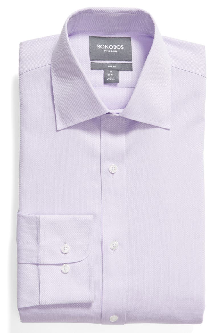 Slim Fit Textured Dress Shirt, Alternate, color, LAVENDER