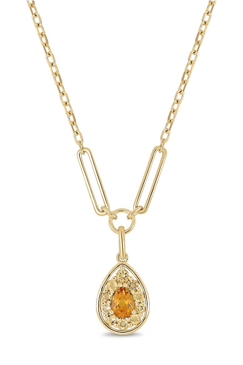 14k Gold Citrine Pendant Necklace, Main, color, 14KY
