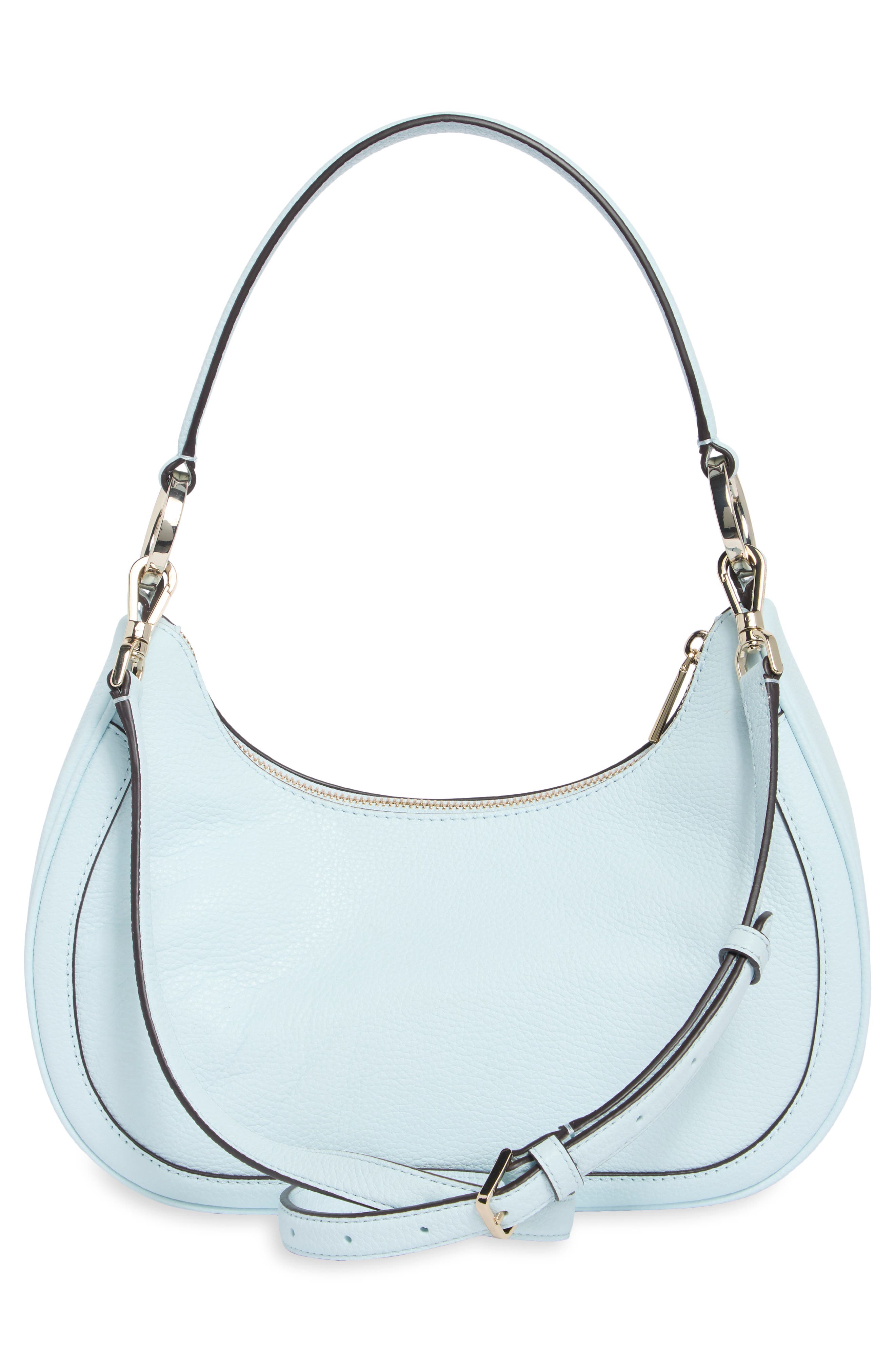 Leila Pebbled Leather Shoulder Bag, Alternate, color, CRISP SKY