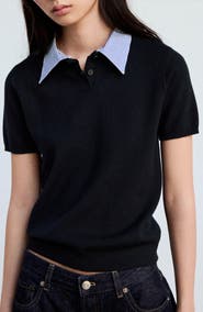 MANGO Stripe Collar Polo Sweater