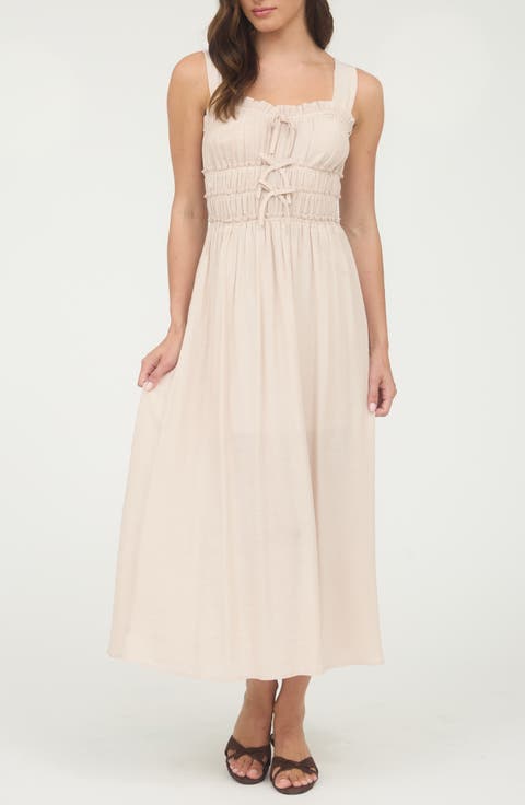 Bow Embellished Fit & Flare Midi Dress