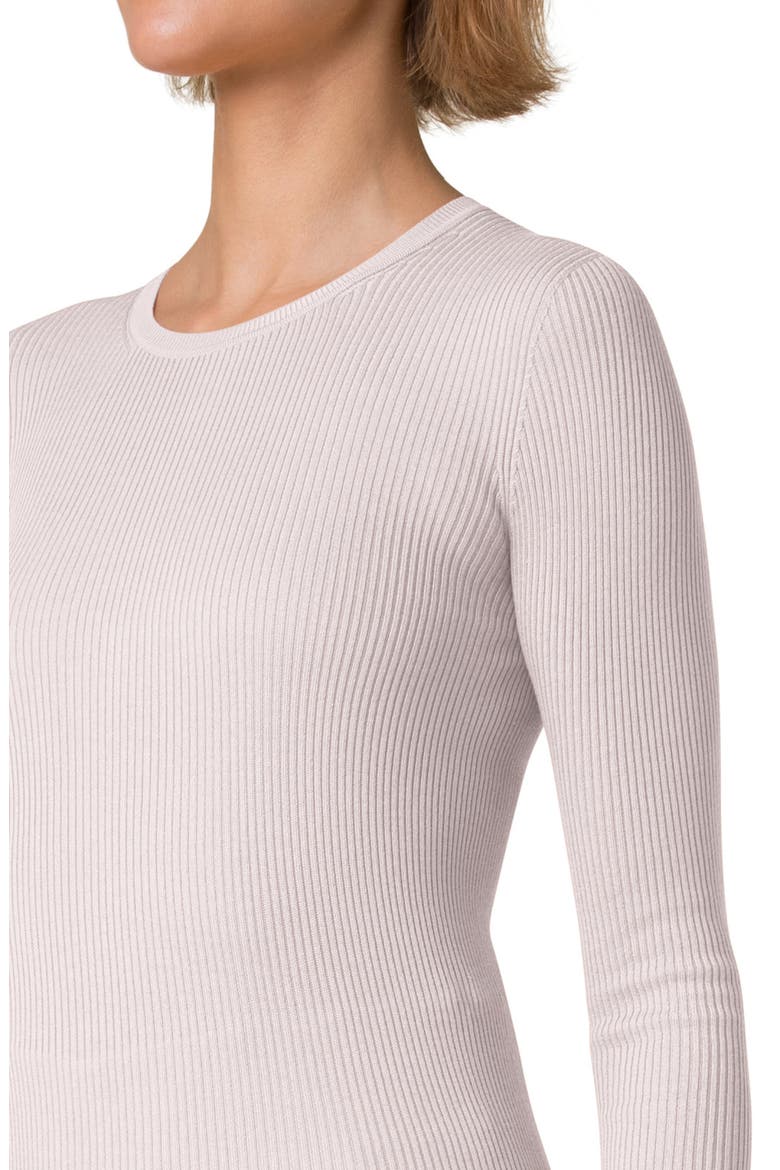 Seamless Silk & Cotton Rib Sweater, Alternate, color, PALE PINK