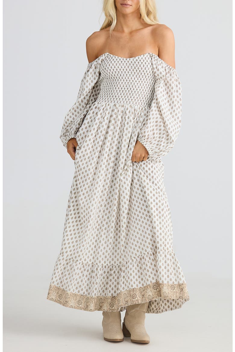 Emelina Smocked Maxi Dress, Alternate, color, TEMPLE