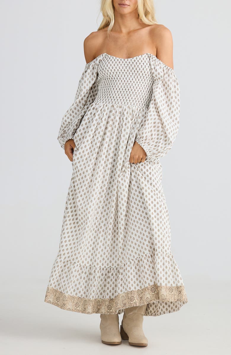 Talisman the Label Emelina Smocked Maxi Dress, Alternate, color, Temple