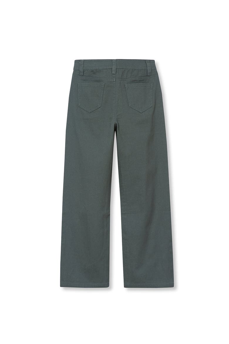 Girls Wide Leg Twill Pants, Alternate, color, Dark Forest