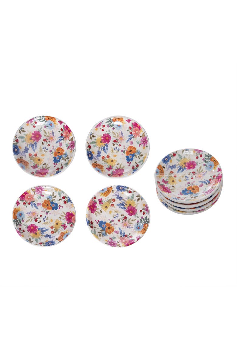 Transpac Dolomite Wildflower Dip Bowl Set of 4 Multicolored for Spring Serving and Entertaining, Main, color, Multicolored