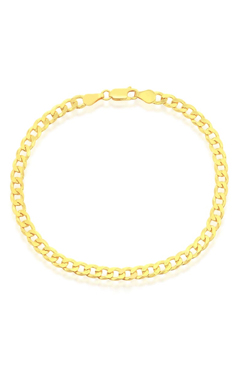 SIMONA 14K Gold Plated Cuban Link Anklet, Main, color, Gold