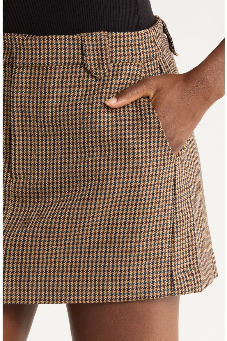 Bobbi Houndstooth Wool Blend Miniskirt, Alternate, color, BROWN MULTI
