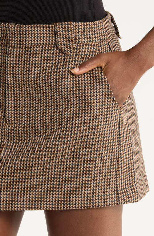 Paige Bobbi Houndstooth Wool Blend Miniskirt In Brown