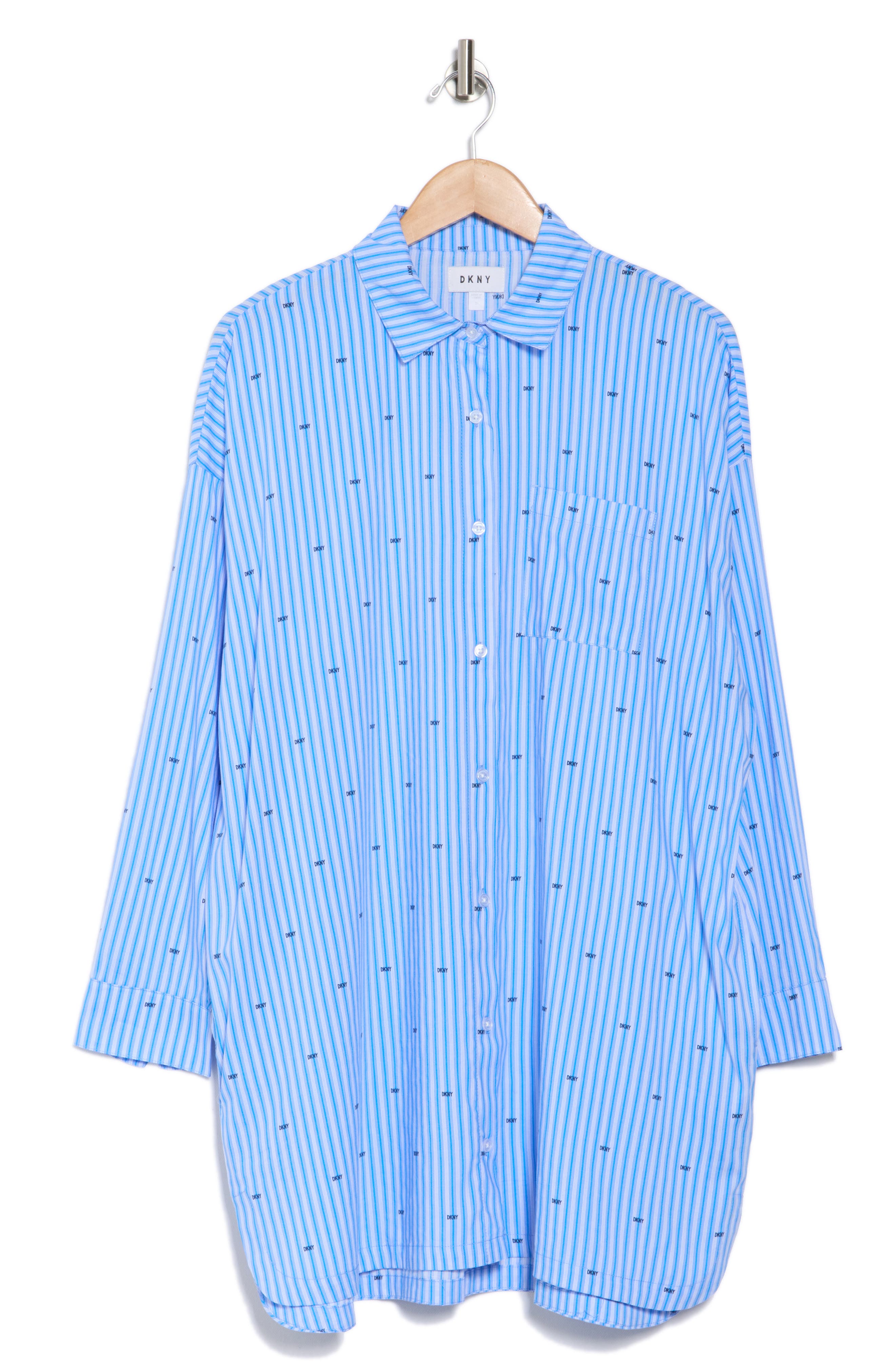 DKNY Stripe Mini Logo Sleep Shirt (Women) | Nordstromrack