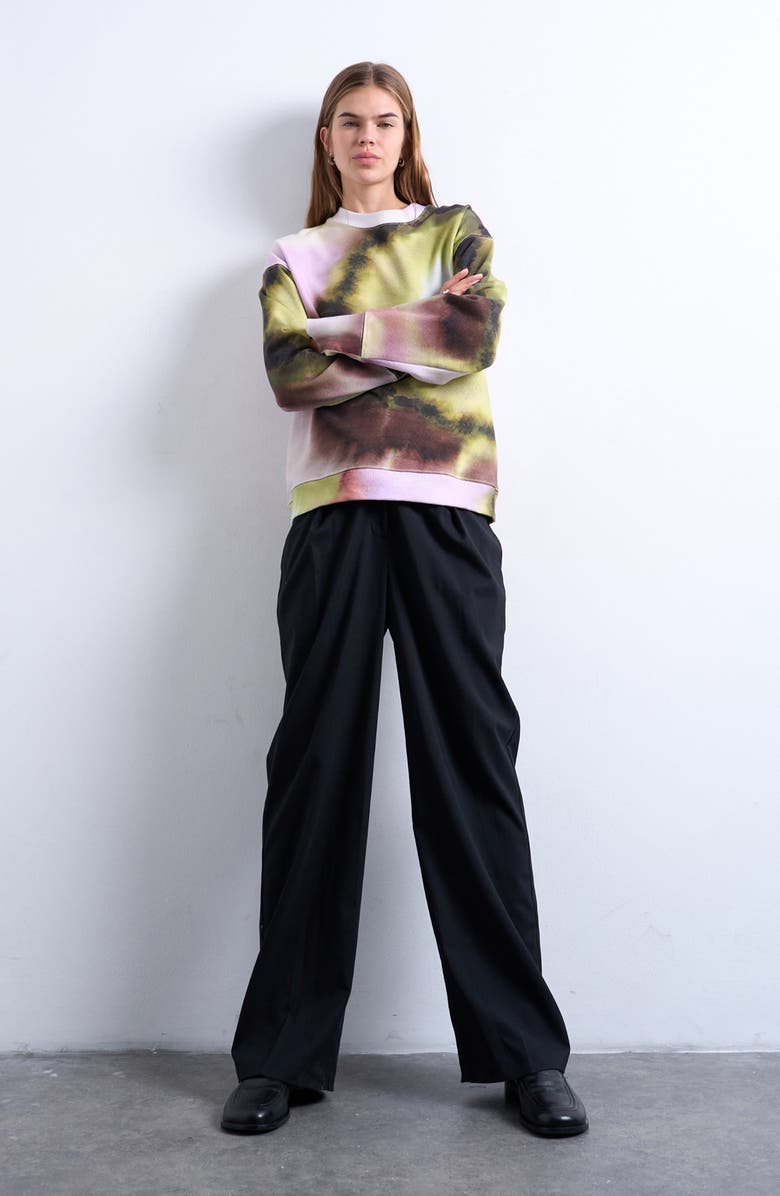 Topshop Tie Dye Oversize Cotton Blend Sweatshirt, Alternate, color, Pink