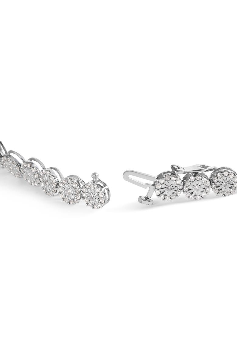 14K White Gold 2.00 Cttw Diamond Halo Link Tennis Bracelet, Alternate, color, White
