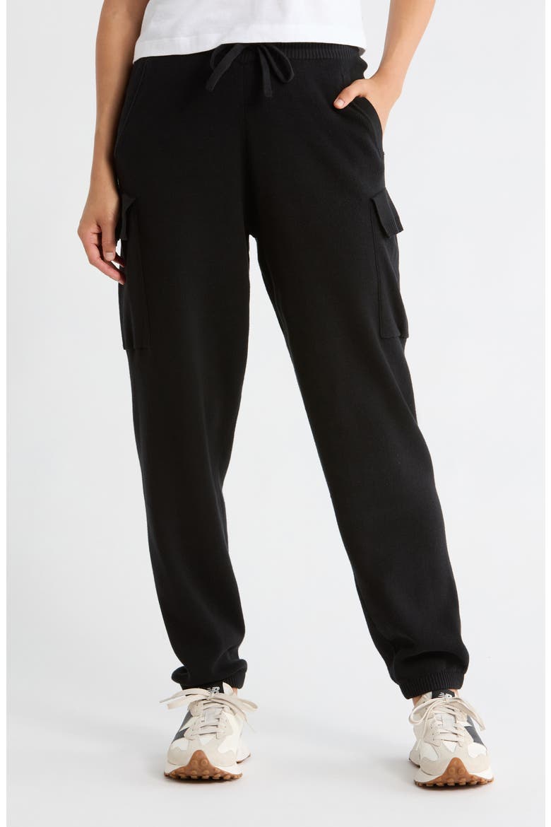 Chill Flow Sweater Knit Cargo Pants, Main, color, BLACK