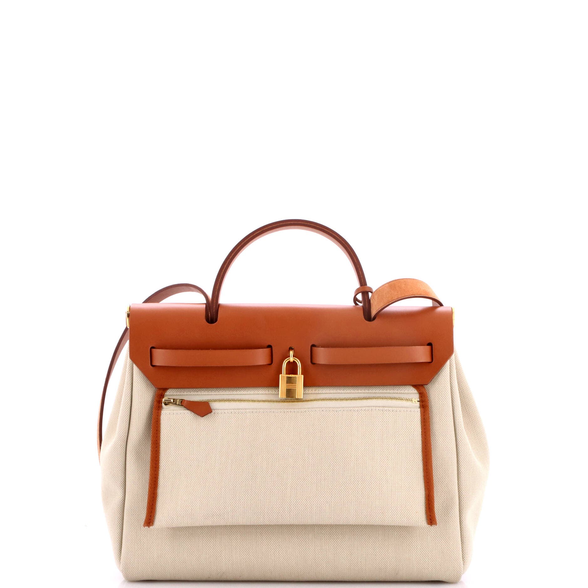 Herbag Zip Leather and Toile 31, Alternate, color, White