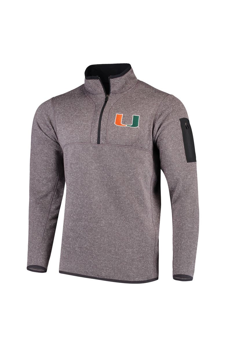 ANTIGUA Men's Antigua Charcoal Miami Hurricanes Fortune Half-Zip Sweatshirt, Main, color, 