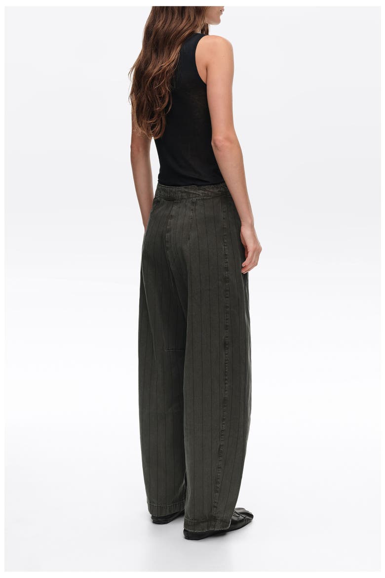 Barrel Cut Striped Denim Trousers, Alternate, color, WASHED BROWN