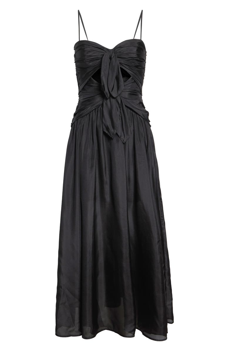 Zimmermann Aster Scarf Silk Midi Dress, Main, color, Black