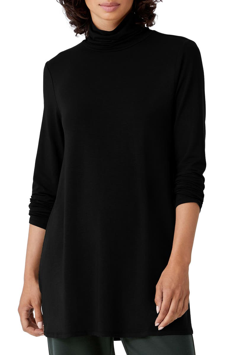 Eileen Fisher Scrunch Neck Jersey Tunic, Main, color,
