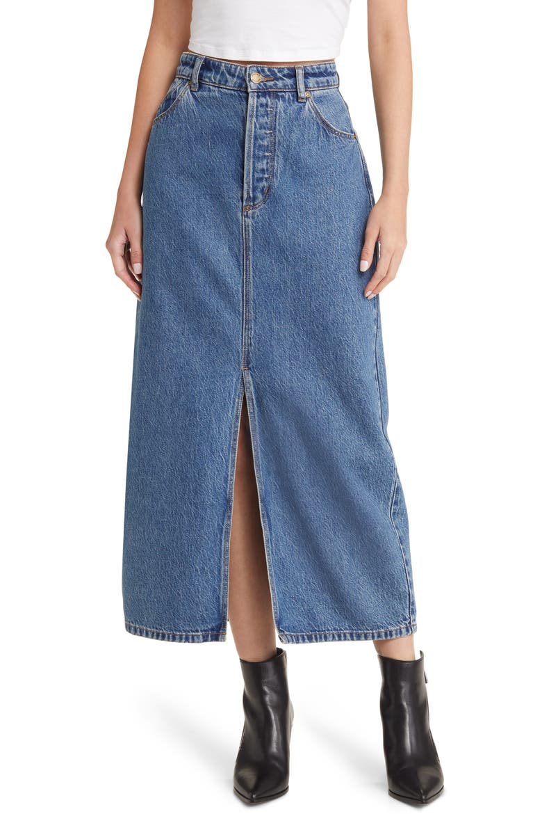 Chicago Denim Maxi Skirt, Main, color, LYOCELL BLUE