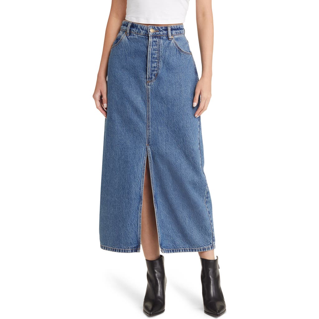 Rolla's Chicago Denim Maxi Skirt In Lyocell Blue