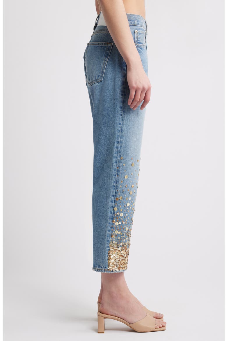 The Atelier Champagne Ankle Straight Leg Jeans, Alternate, color, GOLD EMBELLISHED