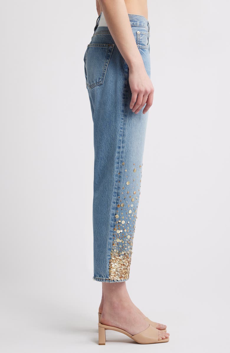 FRAME The Atelier Champagne Ankle Straight Leg Jeans, Alternate, color, Gold Embellished