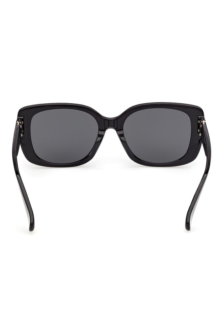 55mm Rectangular Sunglasses, Alternate, color, SHINY BLACK / SMOKE