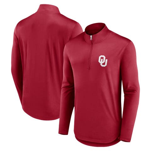 Men's Fanatics Branded Crimson Oklahoma Sooners Quarterback Mock Neck Quarter-Zip Top