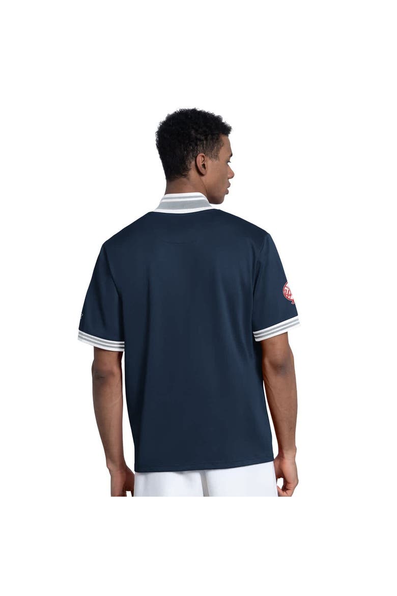 Men's Starter  Navy New York Yankees Button-Up Short Sleeve Jacket, Alternate, color, Navy