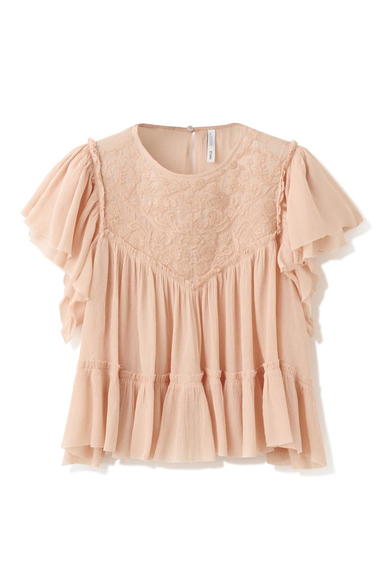 Ruffled Embroidered Blouse, Alternate, color, PINK
