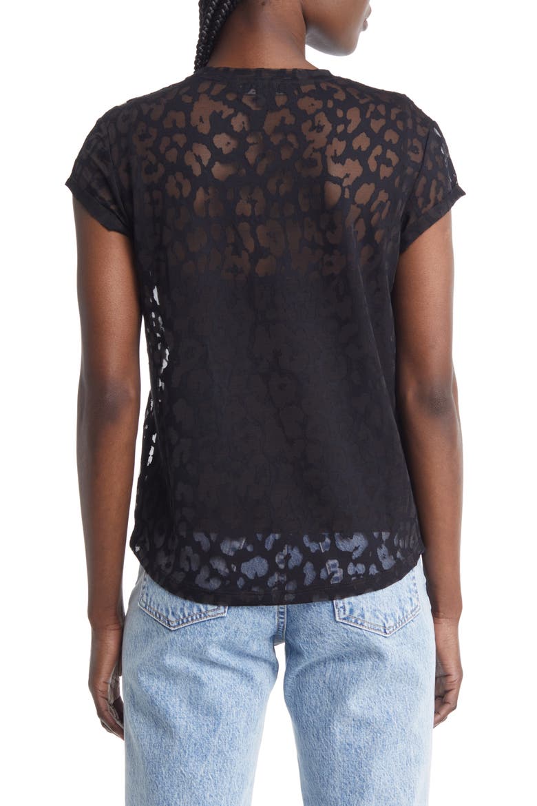 Anna Devore Zori Leopard Burnout T-Shirt, Alternate, color, BLACK