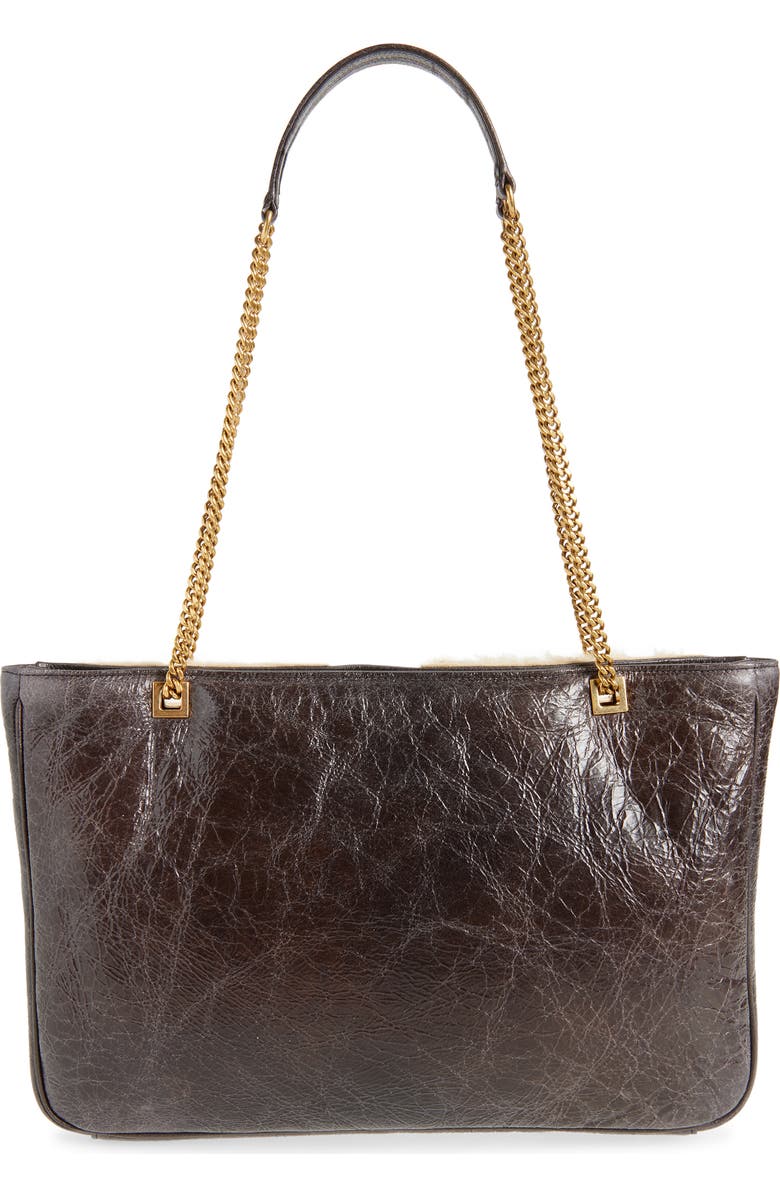 Valentino Garavani Medium Viva Superstar Crinkled Leather & Genuine Shearling Tote, Alternate, color, Cafe Fango/ Dark Beige