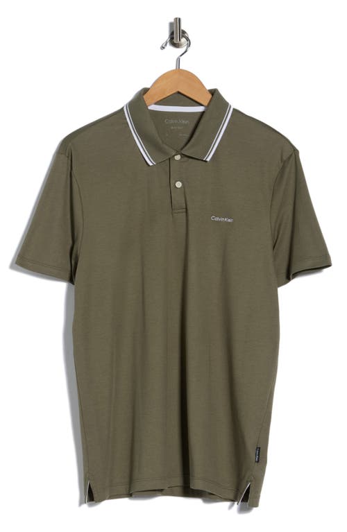 Calvin Klein Tipped Cotton Knit Polo In Green