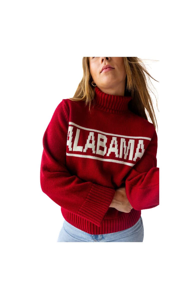 Gameday Social Women's Gameday Social Crimson Alabama Crimson Tide Chenille Turtleneck Sweater, Alternate, color, 