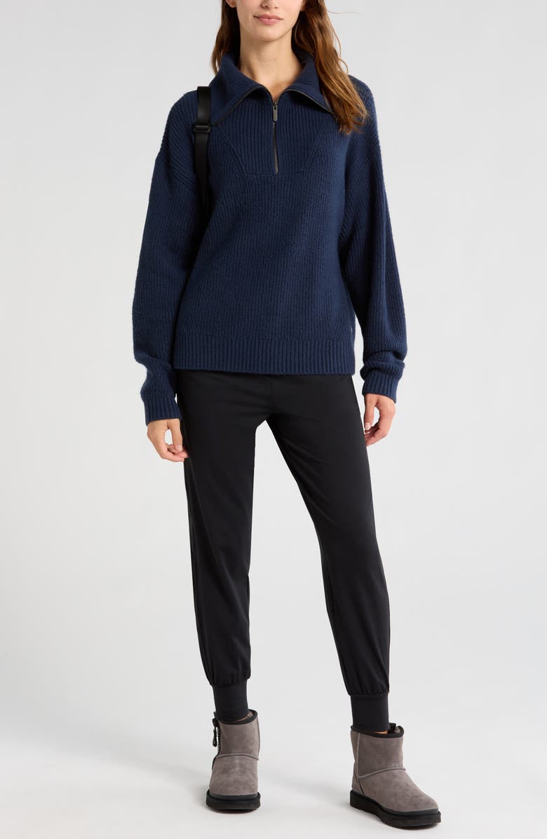 Zella Cozy Quarter Zip Rib Pullover Sweater, Alternate, color, 