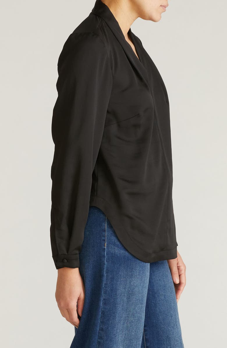 Universal Standard Cambria Pebble Georgette Top, Alternate, color, Black