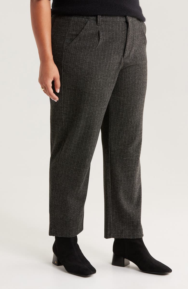 Wit & Wisdom Skyrise Pleated Herringbone Twill Straight Leg Ankle Trousers, Alternate, color, Charcoal Wheat Multi
