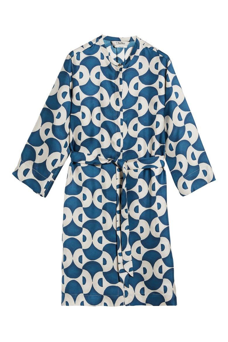 Timek Geo Print Silk Belted Dress, Alternate, color, NAVY