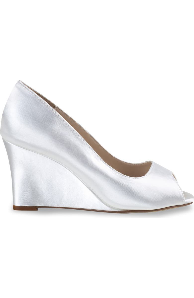 Touch Ups Nicole Peep Toe Wedge Pump, Alternate, color, White Satin