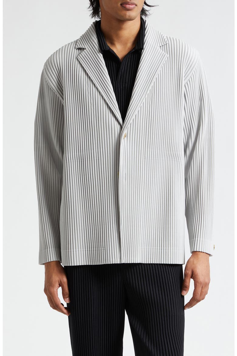 Pleated Blazer, Main, color, LIGHT GRAY