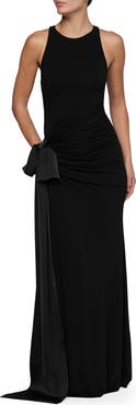 L'AGENCE Frost Shirred Racerback Bow Gown