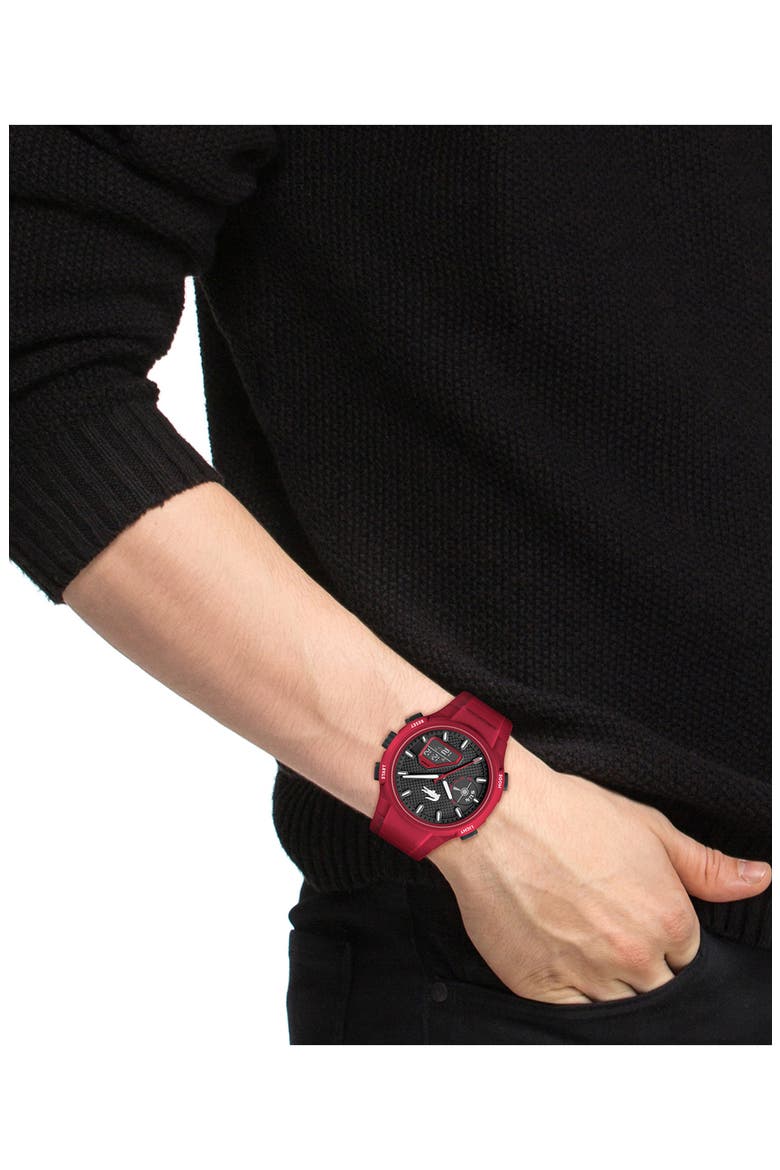 LC33 Silicone Strap Watch, 45mm, Alternate, color, BLACK