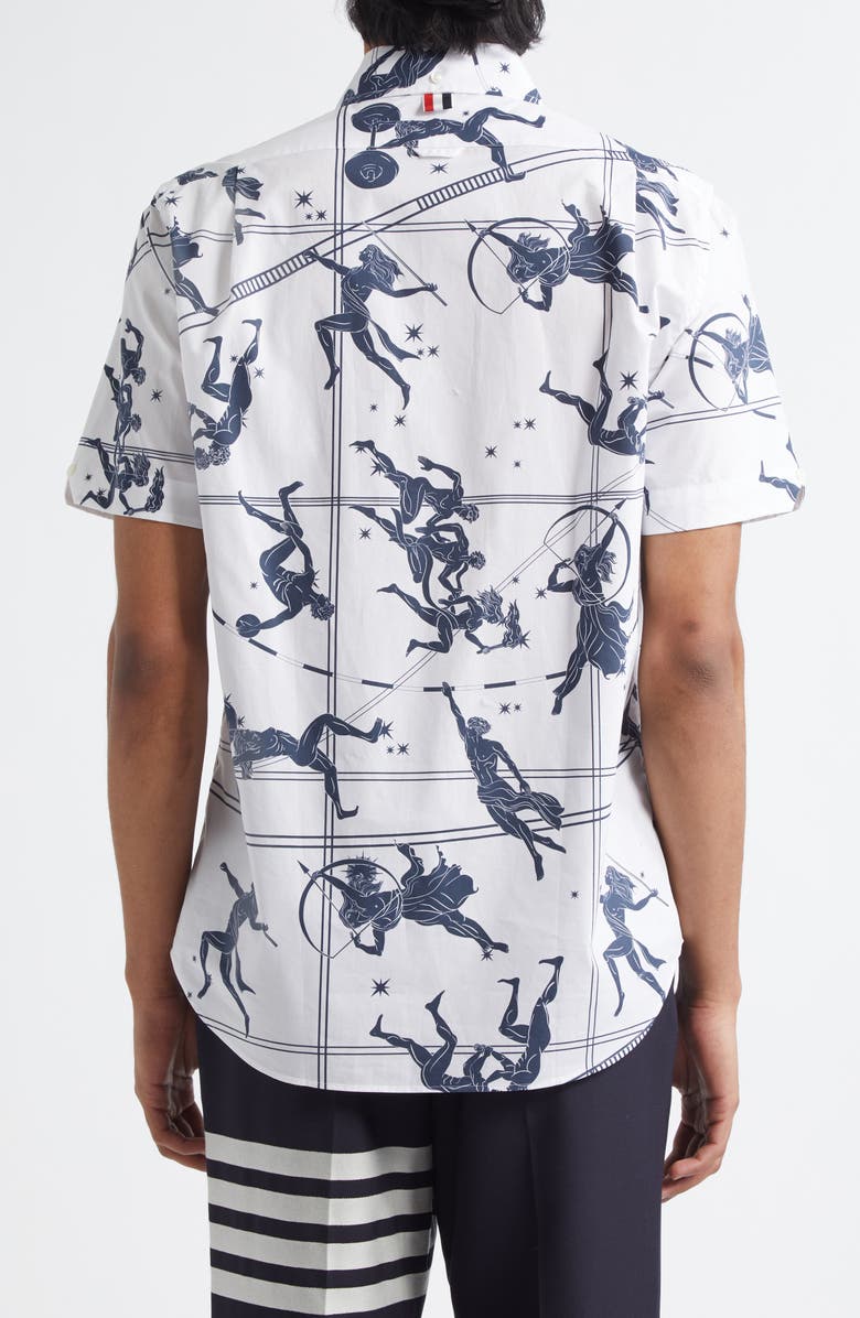 Thom Browne Straight Fit Olympic Constellation Button-Down Shirt, Alternate, color, White