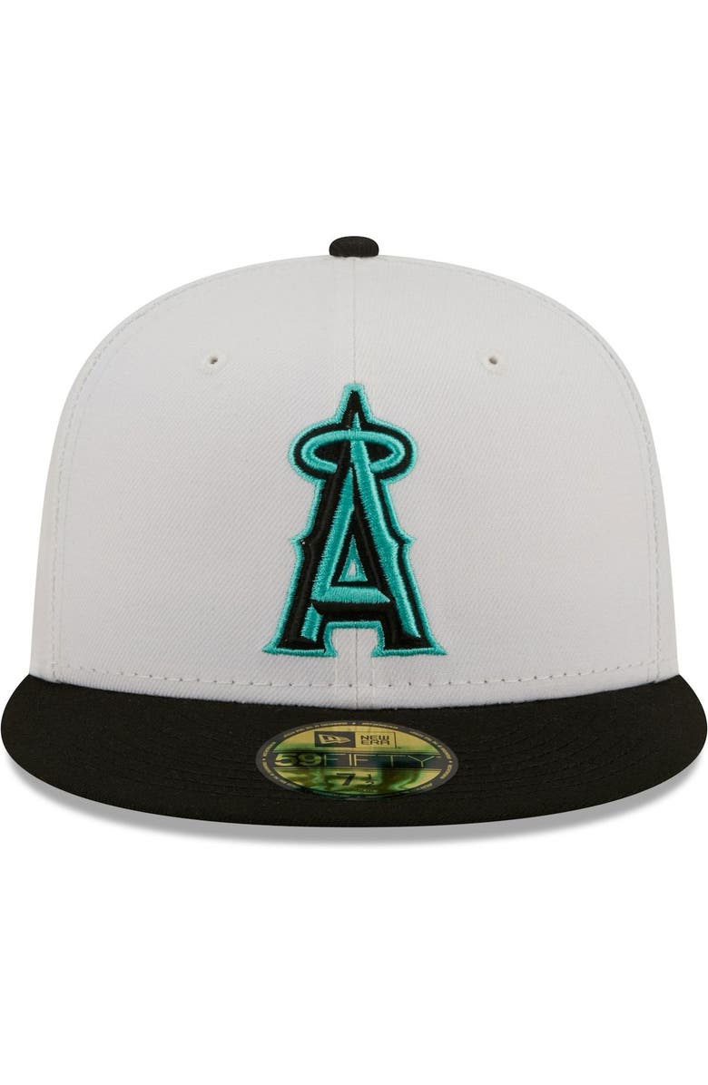 New Era Men's New Era White/Black Los Angeles Angels Spring Color Pack Two-Tone 59FIFTY Fitted Hat, Alternate, color,