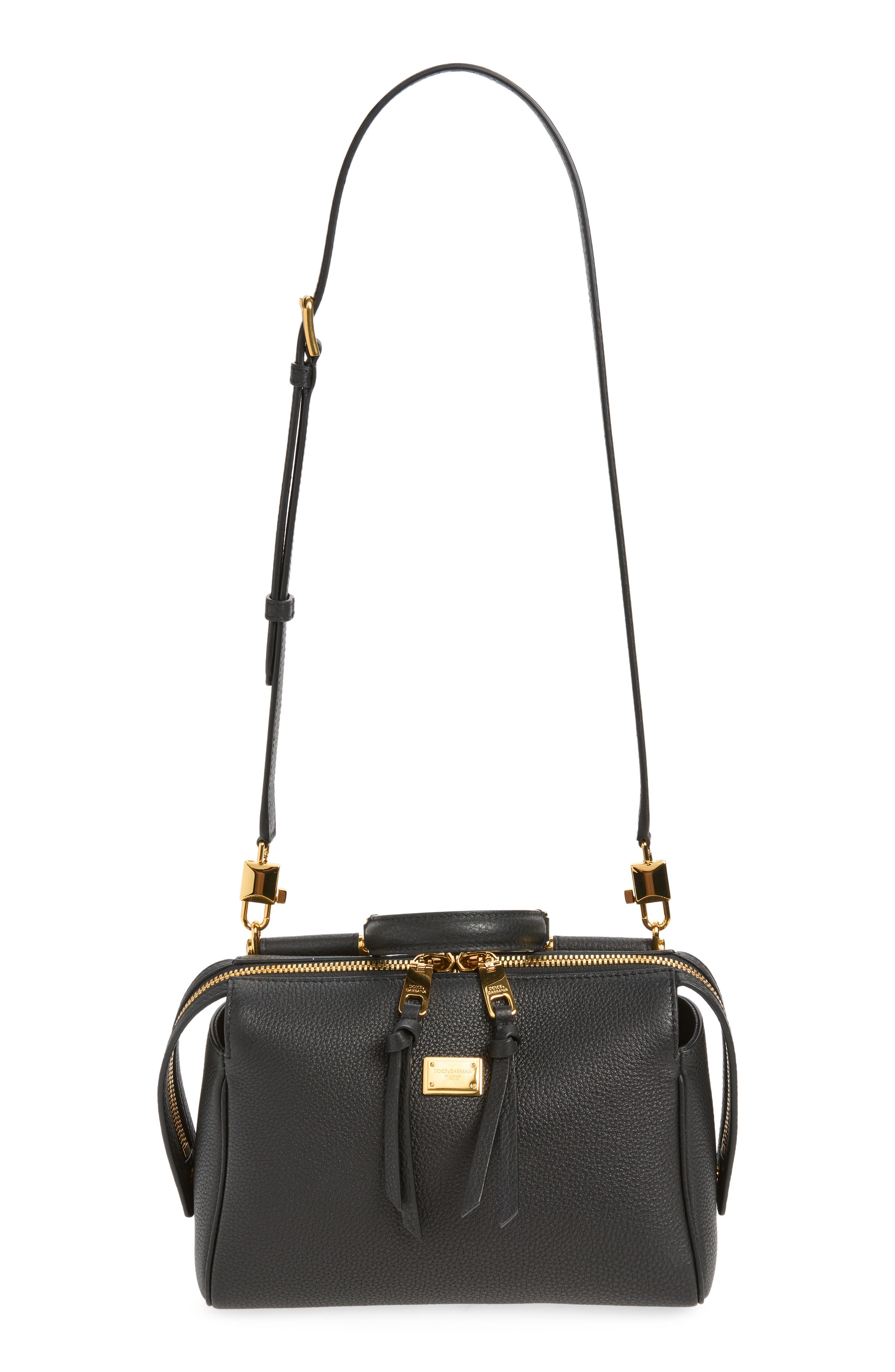 Vittoria Leather Top Handle Bag, Main, color, 80999 NERO