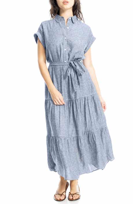 MAX STUDIO Cap Sleeve Maxi Shirtdress