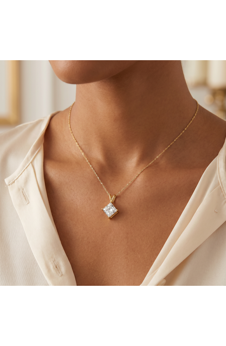 Bliss Diamond 3Ct Certified Princess Cut Diamond Pendant 14k Gold Lab Grown, Alternate, color, 14K Yellow Gold